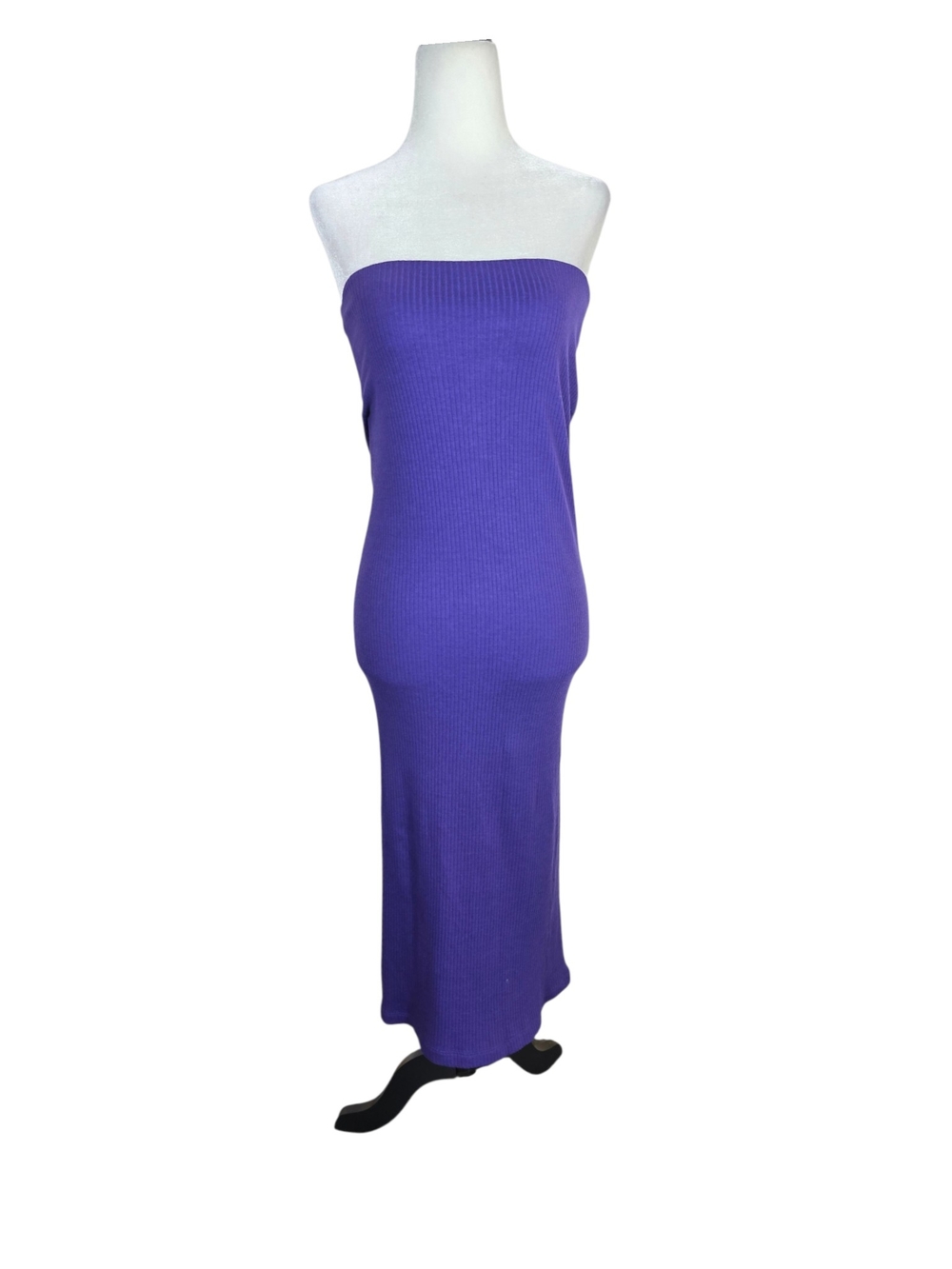 Make my Lemonade Strapless Ribbed Midi length Dress in Purple